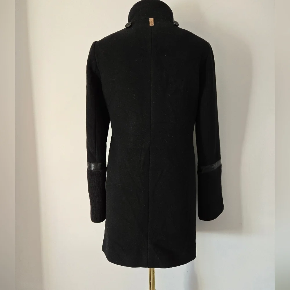 MACKAGE Wool/Cashmere/Leather Women's Black Button-Up Coat. Size Small - Picture 6 of 14